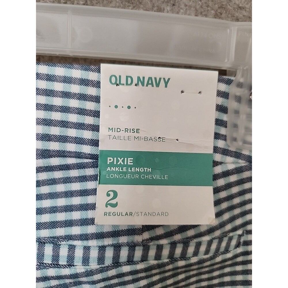 Old Navy Pixie Skinny Ankle Pants Womens 2 Blue White Check Stretch NEW - Picture 6 of 9